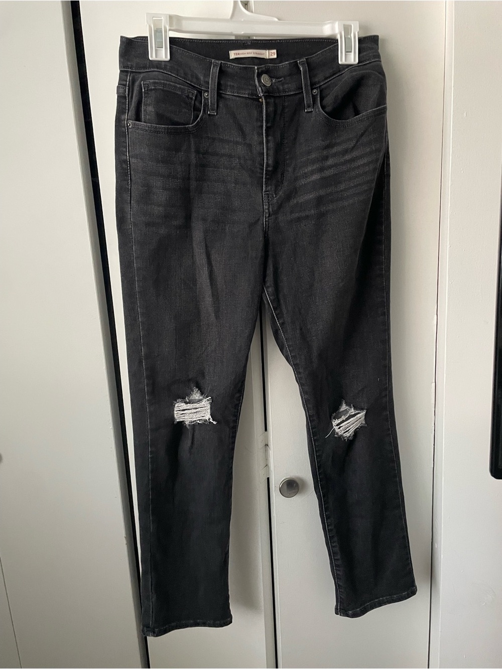 Levi's Black High-Rise Distressed Ankle Jeans